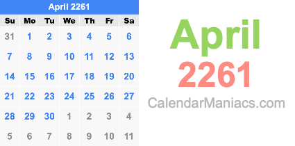 April 2261 Calendar April 2261
