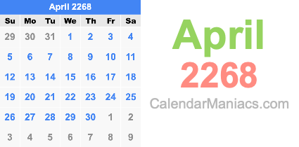April 2268 Calendar April 2268