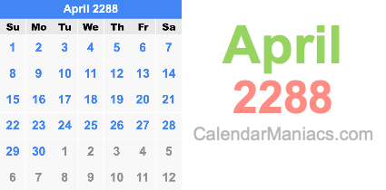 April 2288 Calendar April 2288
