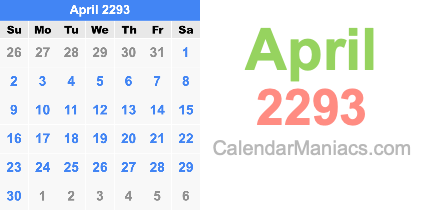 April 2293 Calendar April 2293