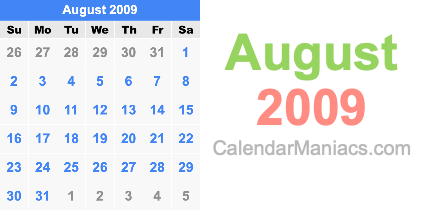 August 2009 Calendar