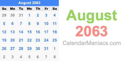 August 2063 Calendar August 2063