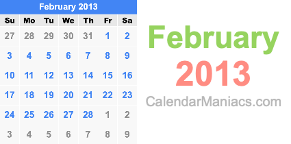 february 13 2013 calendar theheer com