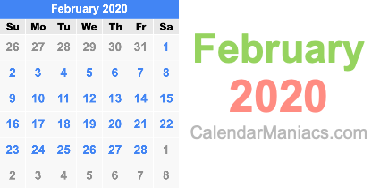 February 2020 Calendar