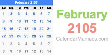 February 2105 Calendar February 2105