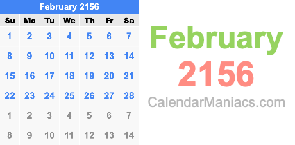February 2156 Calendar February 2156