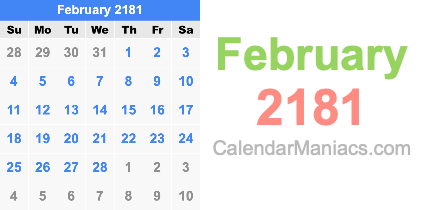 February 2181 Calendar February 2181