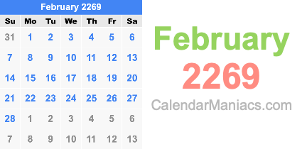 February 2269 Calendar February 2269