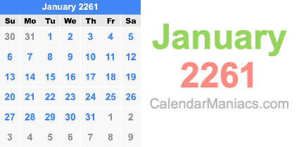January 2261 Calendar January 2261