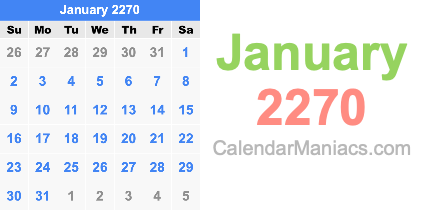 January 2270 Calendar January 2270