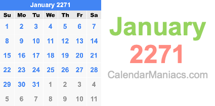 January 2271 Calendar January 2271
