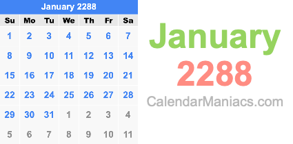 January 2288 Calendar January 2288