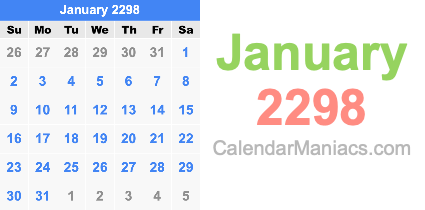 January 2298 Calendar January 2298