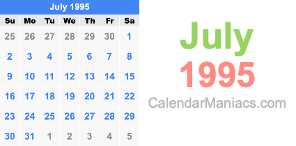 July 1995 Calendar
