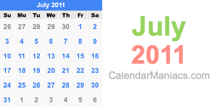 July 2011 Calendar