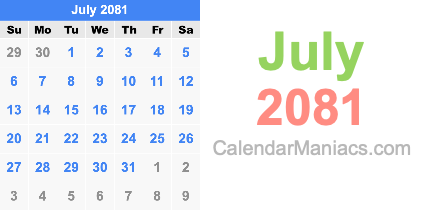 July 2081 Calendar
