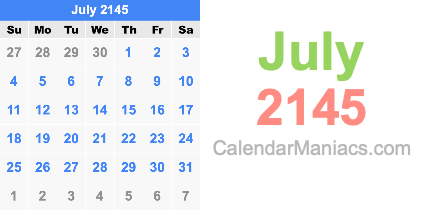 July 2145 Calendar July 2145