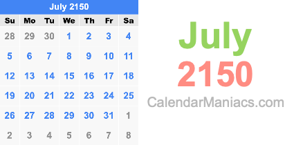 July 2150 Calendar July 2150