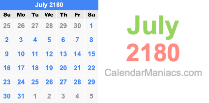 July 2180 Calendar July 2180
