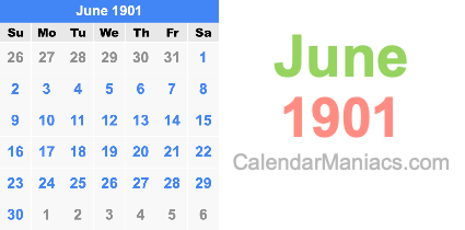 June 1901 Calendar June 1901
