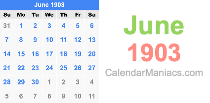 June 1903 Calendar June 1903