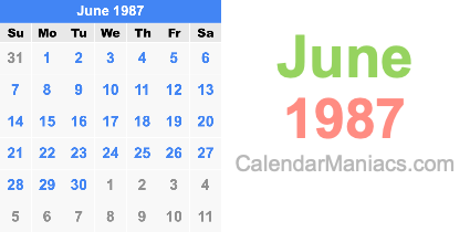 June 1987 Calendar
