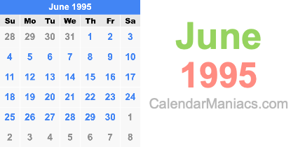 June 1995 Calendar
