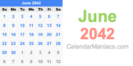 June 2042 Calendar June 2042