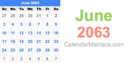 June 2063 Calendar June 2063