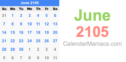 June 2105 Calendar June 2105