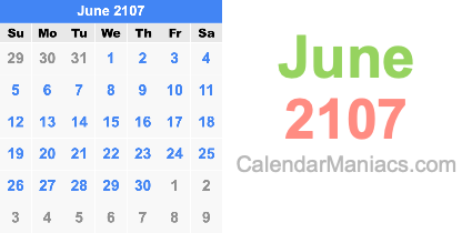 June 2107 Calendar June 2107