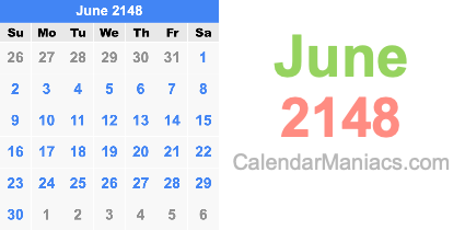 June 2148 Calendar June 2148
