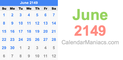 June 2149 Calendar June 2149