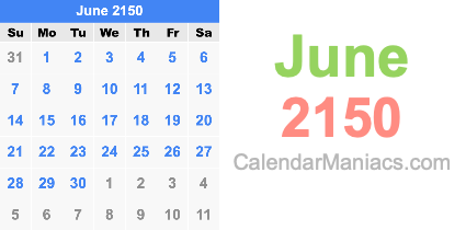 June 2150 Calendar June 2150