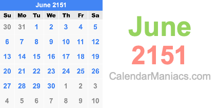 June 2151 Calendar June 2151