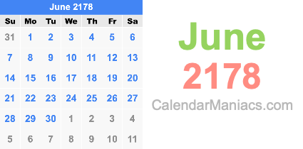 June 2178 Calendar June 2178