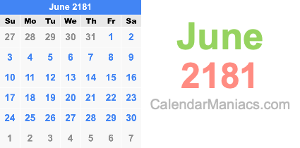June 2181 Calendar June 2181