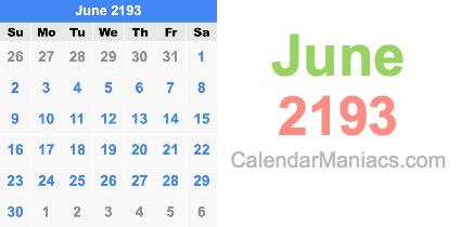 June 2193 Calendar June 2193