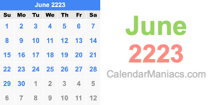 June 2223 Calendar June 2223