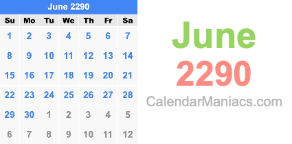 June 2290 Calendar June 2290