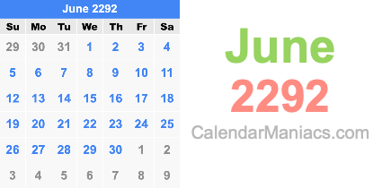 June 2292 Calendar