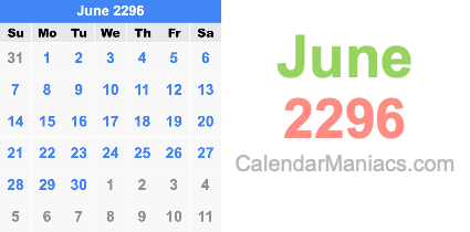June 2296 Calendar June 2296