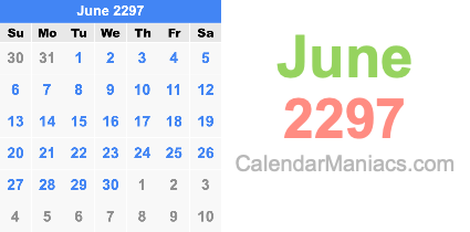 June 2297 Calendar June 2297