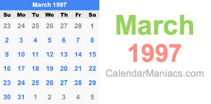 March 1997 Calendar