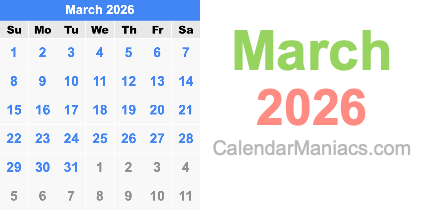 March 2026 Calendar