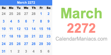 March 2272 Calendar March 2272