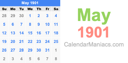 May 1901 Calendar May 1901