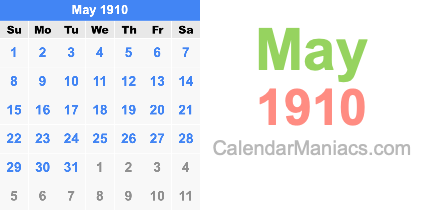 May 1910 Calendar May 1910