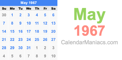 May 1967 Calendar