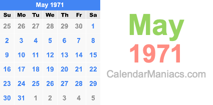 May 1971 Calendar
